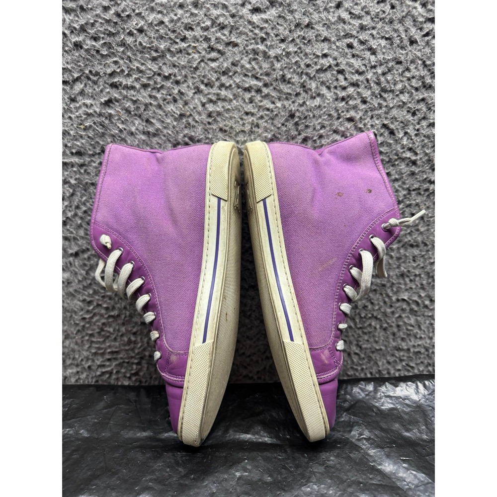 Louis Vuitton Canvas Leather Lace-Up High Top Sneakers Purple Women Size 36.5 EU - Picture 6 of 13